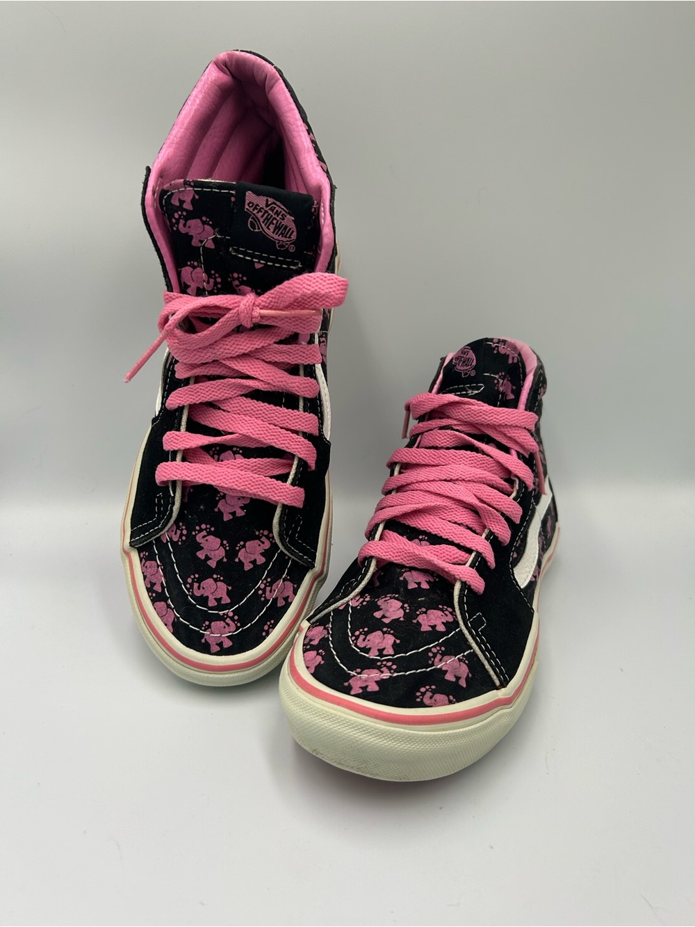 Funny Cute Vans Tipsy Pink Elephant Hi Top Sneakers